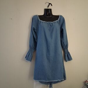 Classic Blue Denim Long-Sleeve Dress